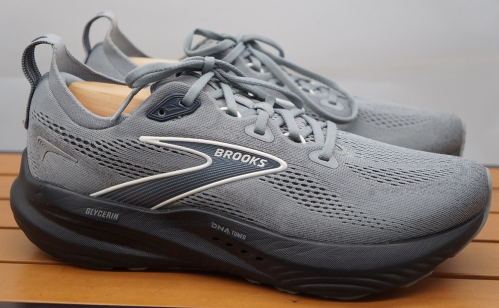 Men's Brooks Glycerin 22, Primer Gray/Ebony/Bluewash, Size 8 D